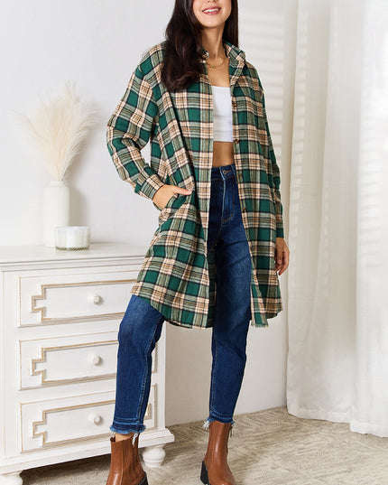 Mandy Plaid Collared Neck Long Sleeve Shirt