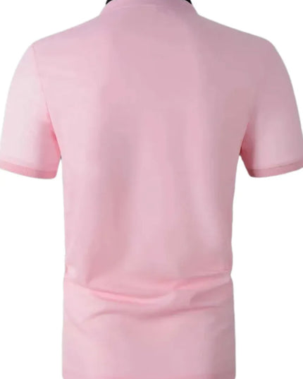 Men's Full Size Stand Collar Contrast Short Sleeve Polo Plus Size