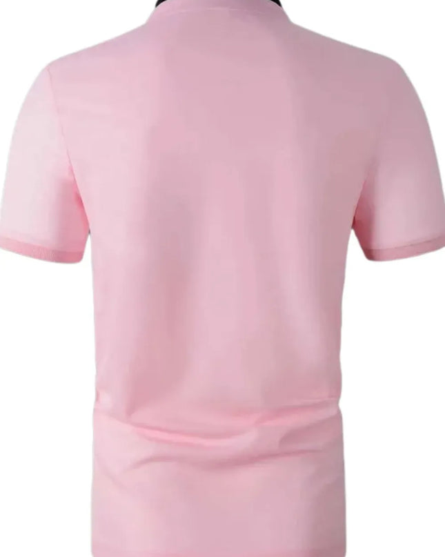 Men's Full Size Stand Collar Contrast Short Sleeve Polo Plus Size