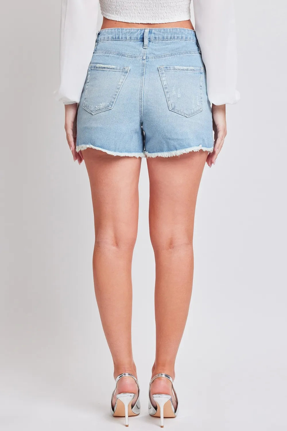 YMI Jeanswear Distressed Frayed Hem Denim Shorts 