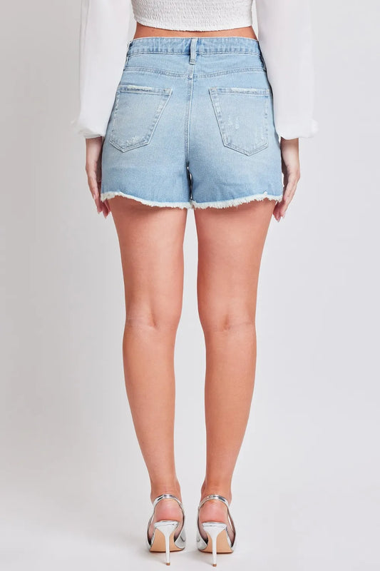 YMI Jeanswear Distressed Frayed Hem Denim Shorts 