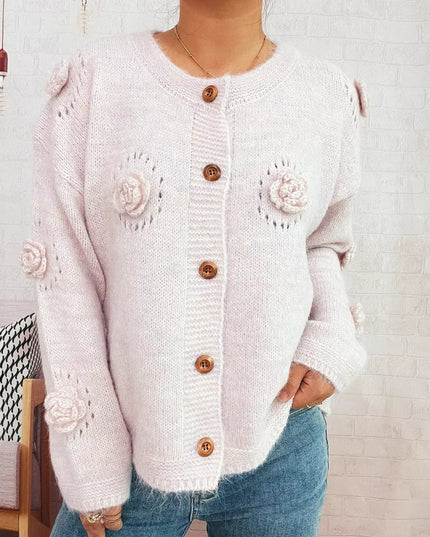 Flower Button-Up Cardigan