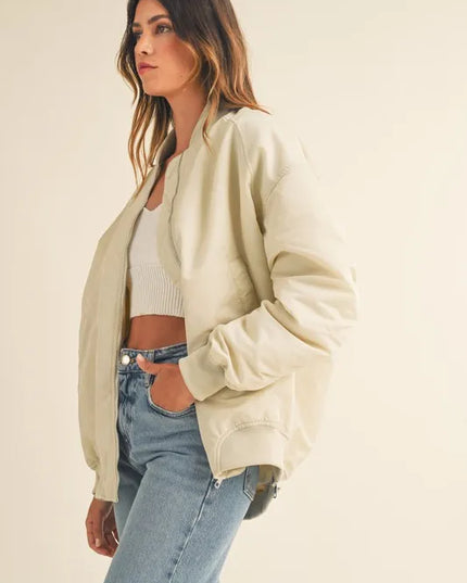 MABLE Back Ruched Utiltiy Bomber Jacket