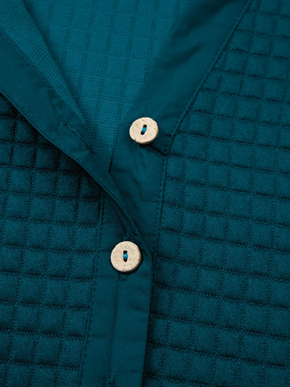 Waffled Textured Raw Edge Patchwork Top and Pants 2pcs Set