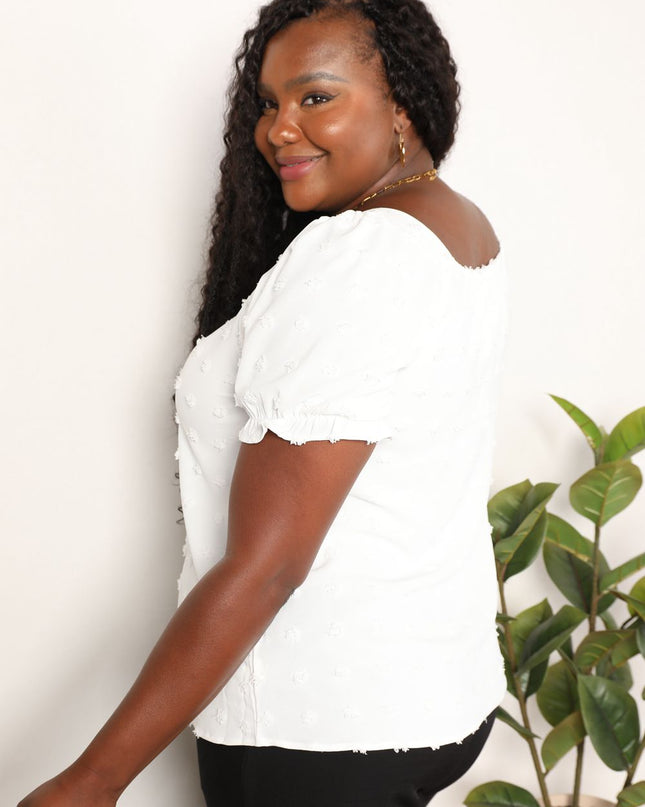 Mandy Swiss Dot Puff Sleeve Square Neck Blouse