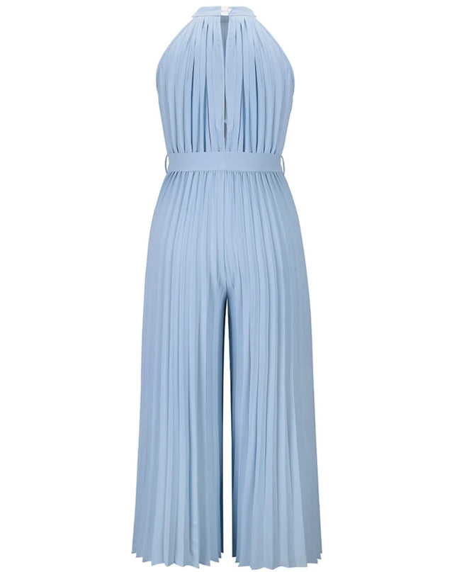 Cutout Tied Pleated Sleeveless Jumpsuit