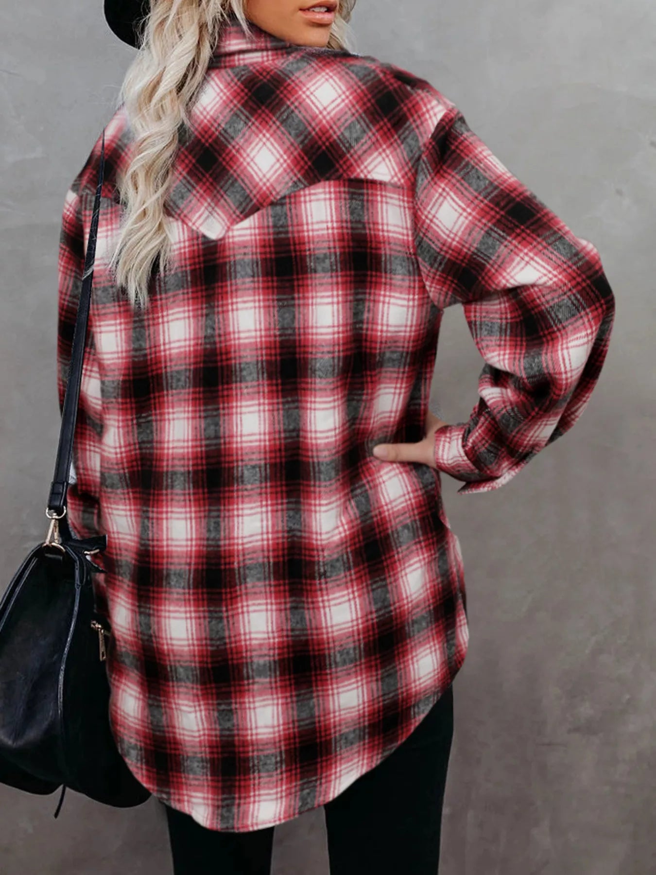 Full Size Plaid Button-Up Long Sleeve Shirt Plus Size