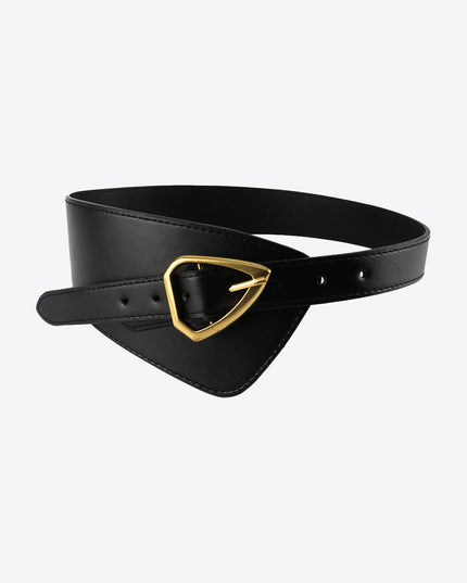 Irregular PU Leather Belt Black One Size