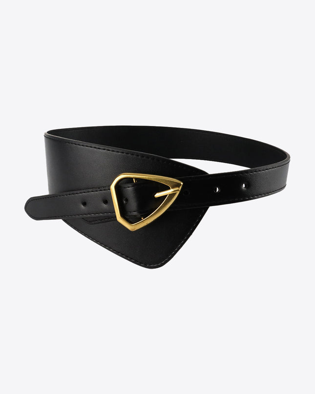 Irregular PU Leather Belt Black One Size