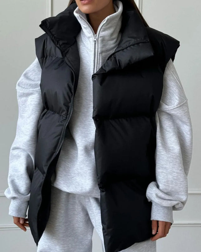 Zip Up Turtleneck Vest Coat