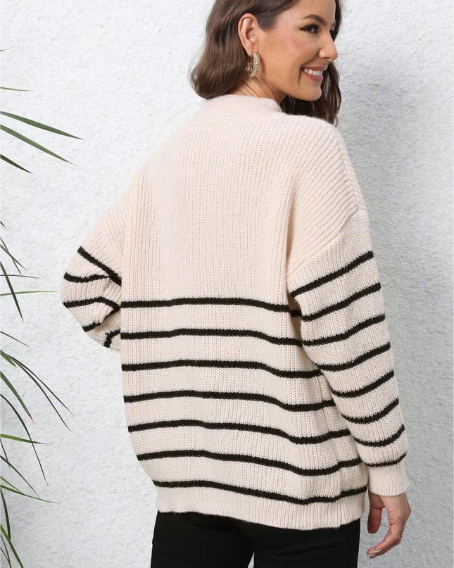 Mock Neck Long Sleeve Zip-Up Sweater