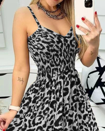 Full Size Leopard Print Spaghetti Strap Maxi Dress Plus Size 