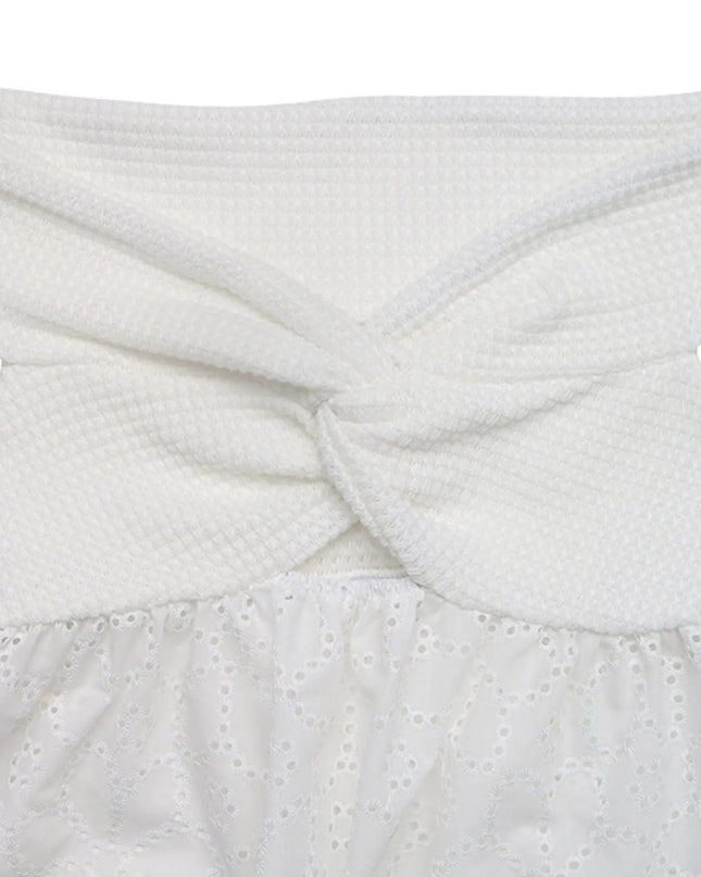 Eyelet Cutout Off-Shoulder Blouse 