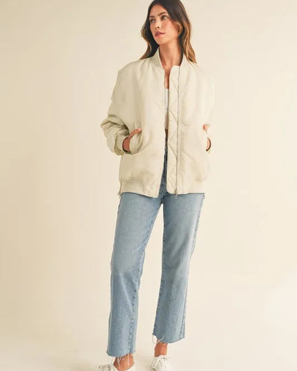 MABLE Back Ruched Utiltiy Bomber Jacket