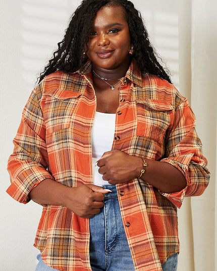 Mandy Plaid Dropped Shoulder Shirt Ochre