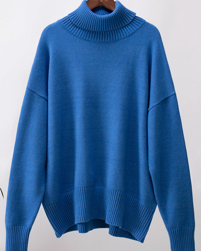 Turtle Neck Dropped Shoulder Sweater