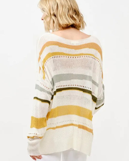 And The Why Abstract Striped Light Weight Loose Sweater