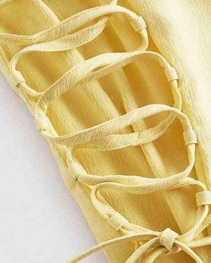 Ruched Midi Cami Dress with Side Tie Details