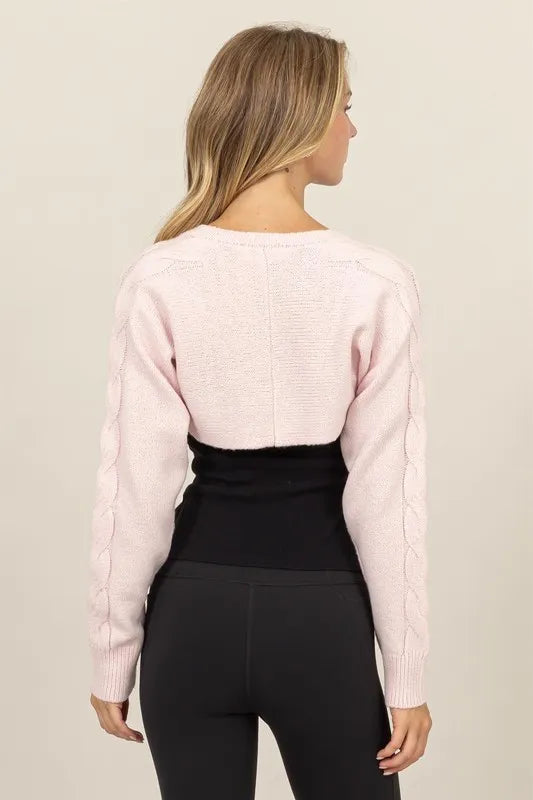 HYFVE Cable-Knit Tie-Front Shrug