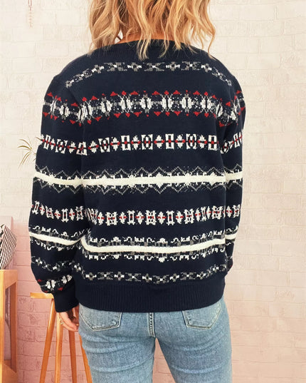 Vintage Pattern Button-Down Cardigan