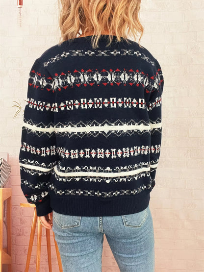 Vintage Pattern Button-Down Cardigan