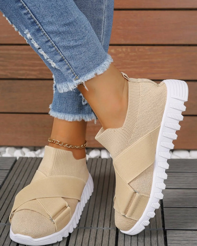 Crossover Strap Mesh Slip-Ons 