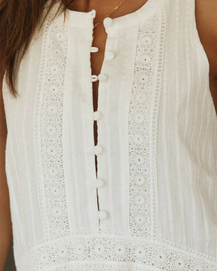 Half Button Sleeveless Mini Dress