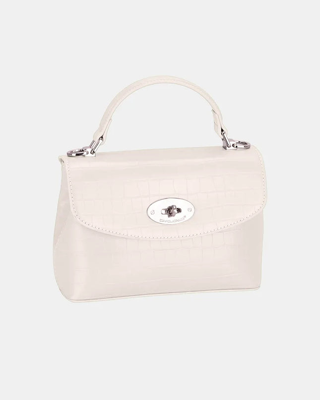 David Jones Texture PU Leather Handbag Creamy White One Size
