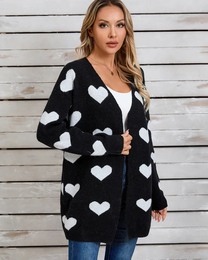 Angel Wings Heart Open Front Long Sleeve Cardigan
