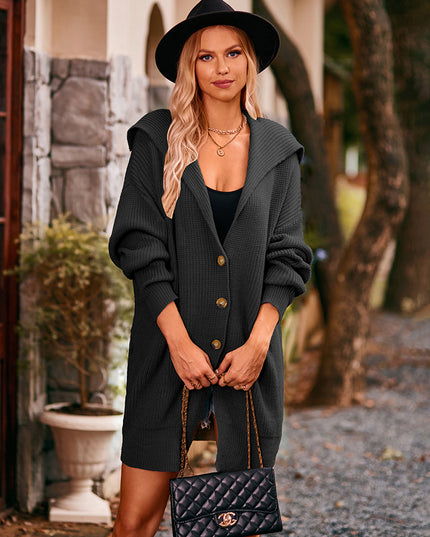 Dropped Shoulder Long Sleeve Cardigan Black
