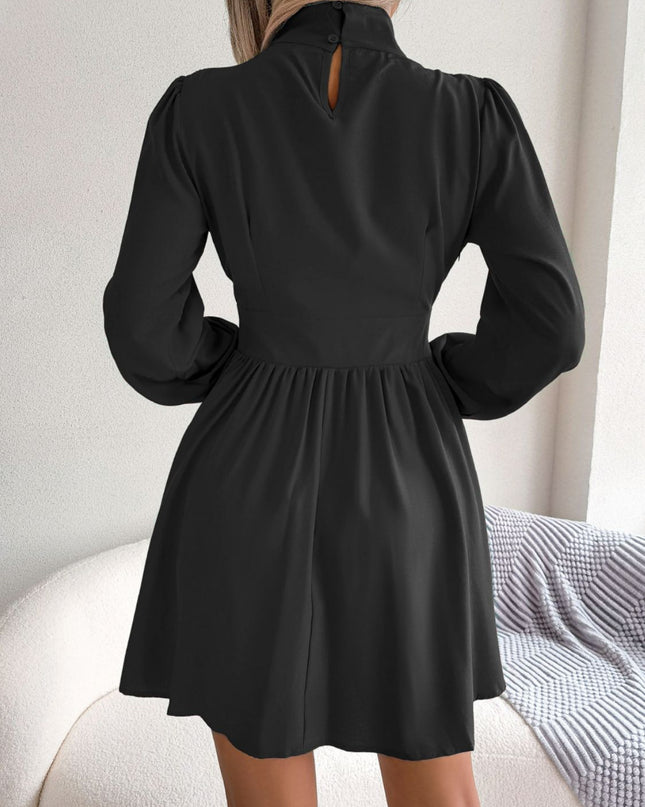 Cutout Turtleneck A-Line Mini Dress