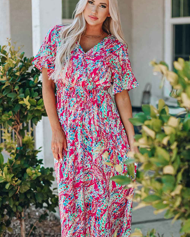 Multicolored V-Neck Maxi Dress