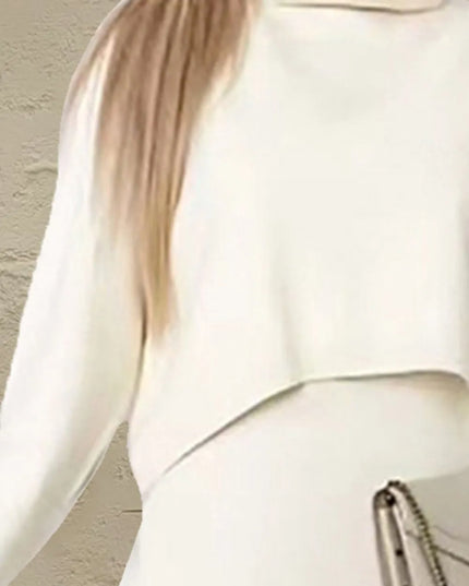 Turtleneck Dropped Shoulder Sweater and Midi Dress Sweater Set