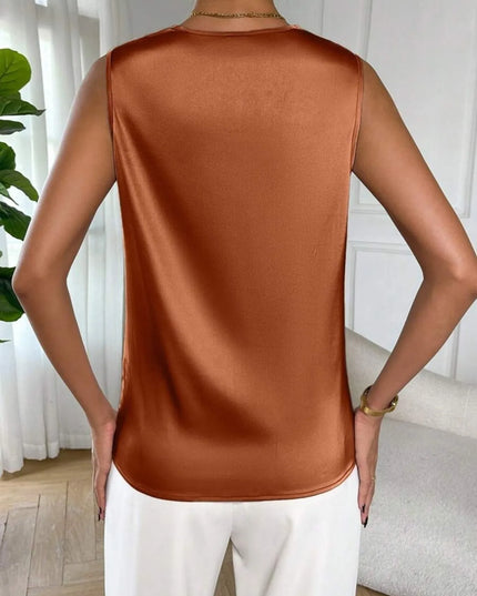 Satin Cowl Neck Sleeveless Blouse