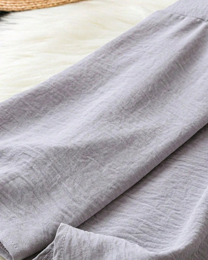 Notched Long Sleeve Casual Blouse