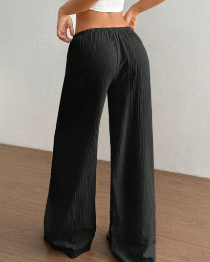 Wide Leg Drawstring Casual Pants