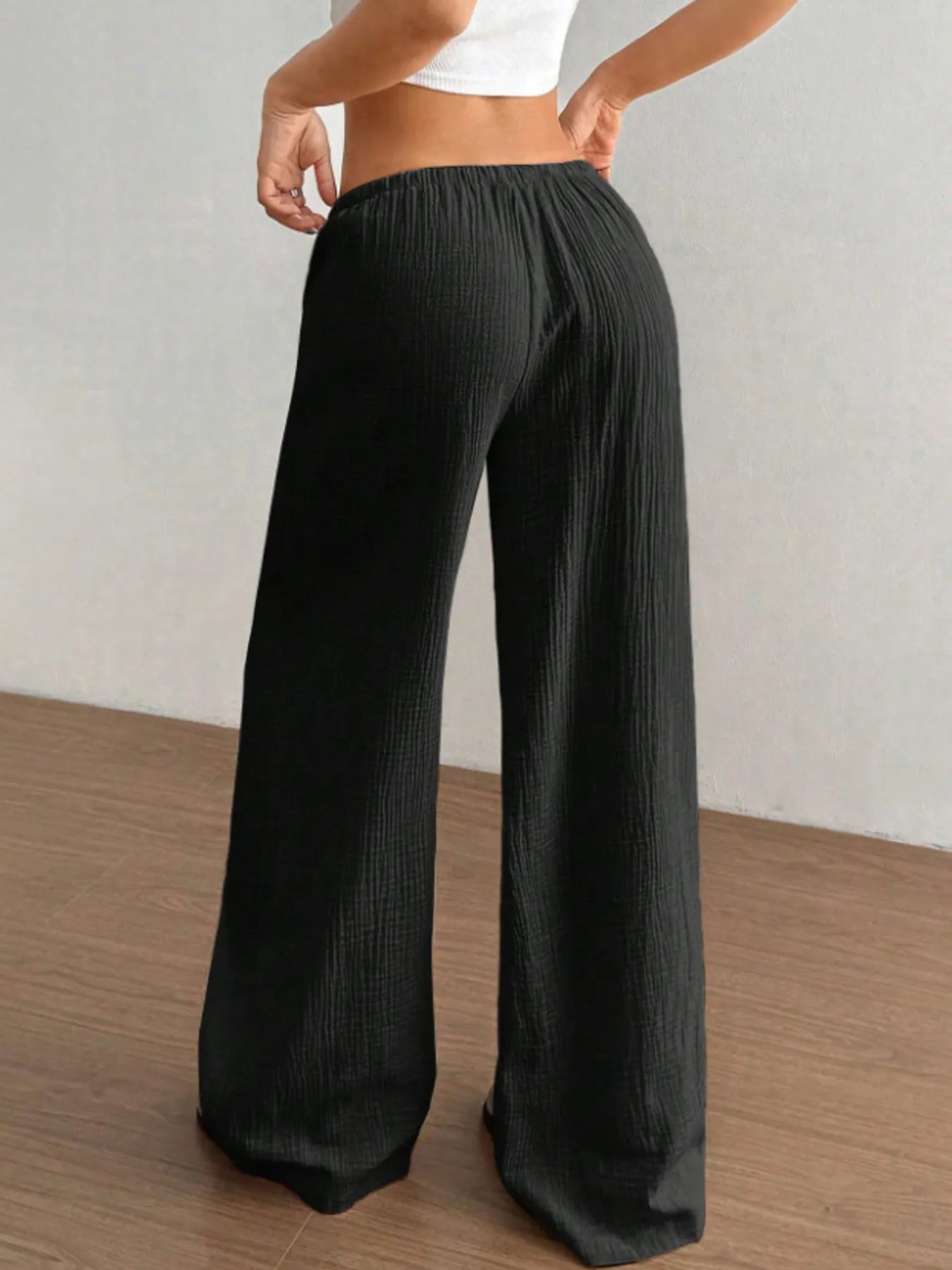 Wide Leg Drawstring Casual Pants
