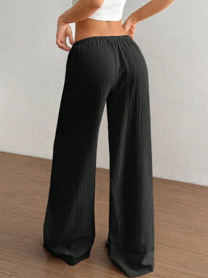 Wide Leg Drawstring Casual Pants