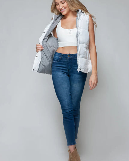 Snobbish Snap and Zip Closure Hooded Vest