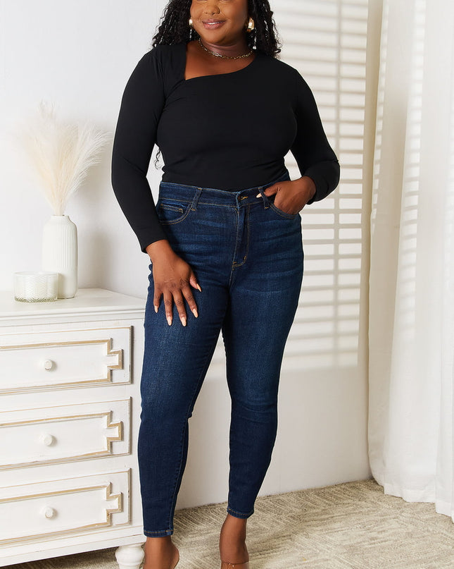 Basic Bae Asymmetrical Neck Long Sleeve Top