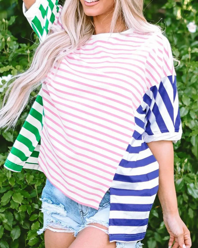 Colorful Striped Oversized T-Shirt