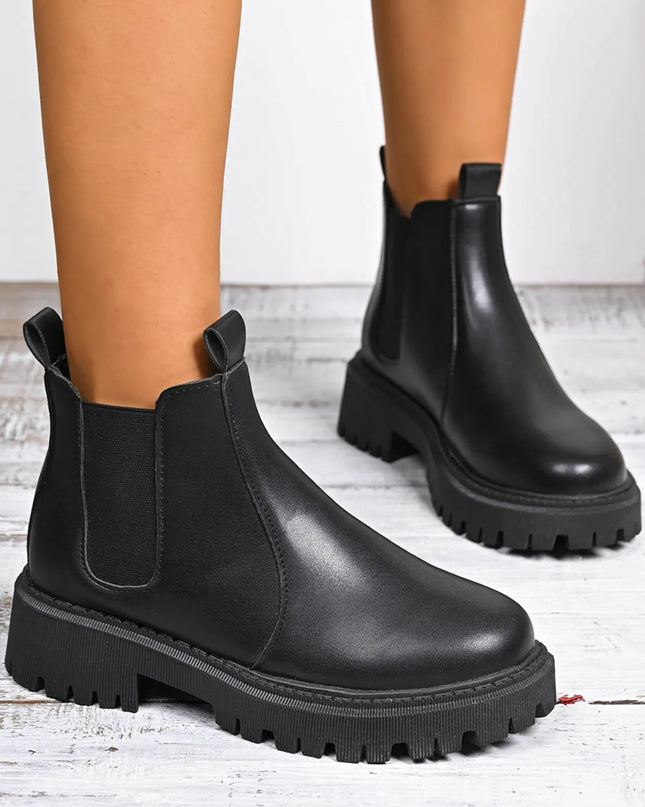 Round Toe Platform Boots 