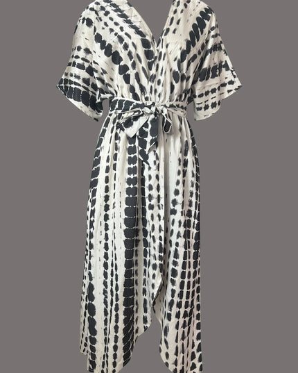 Tie-Dye Tie Waist Wrap Dress