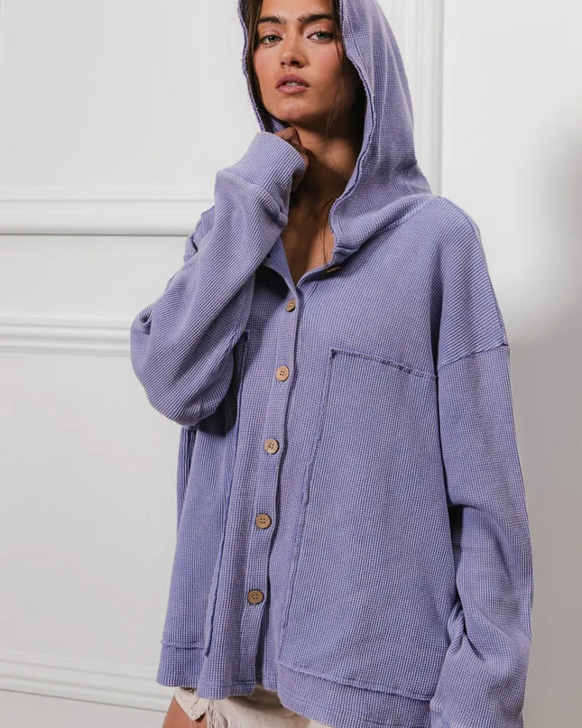 BiBi Washed Waffle Thermal Hooded Jacket