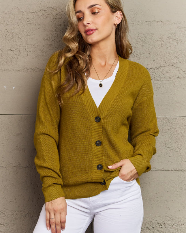 Zenana Kiss Me Tonight Full Size Button Down Cardigan in Chartreuse
