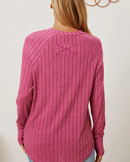 Basic Bae Full Size Ribbed Thumbhole Sleeve T-Shirt