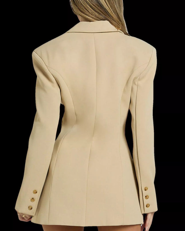 Lapel Collar Fitted Blazer Dress