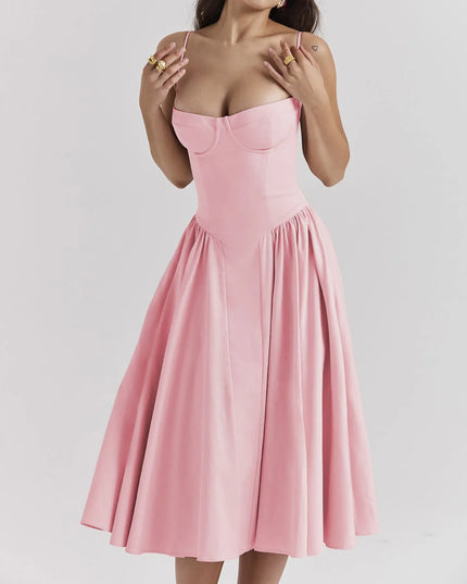 Ruched Sweetheart Neck Cami Dress Pink