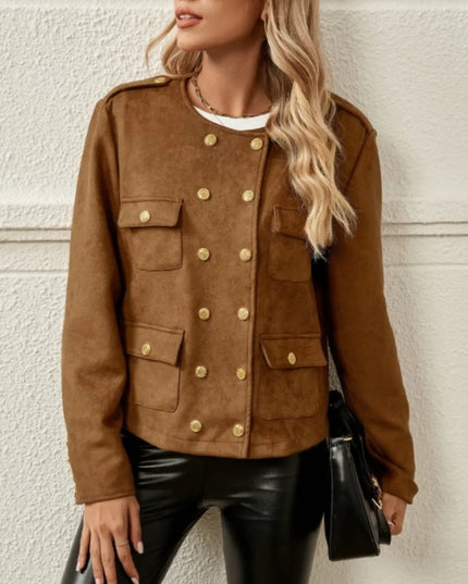 Snap Down Round Neck Jacket