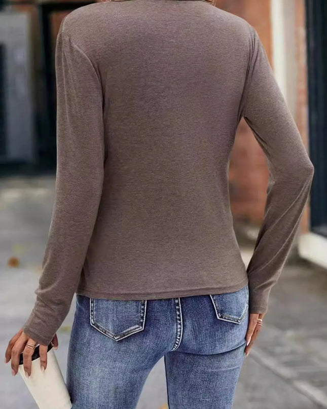 Ruched Surplice Long Sleeve T-Shirt